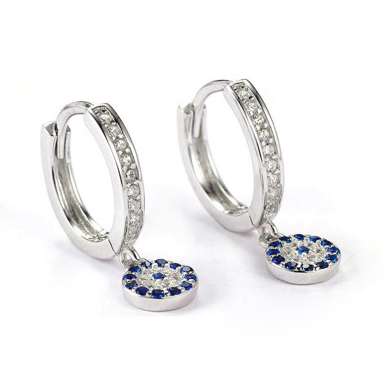 Blue zircon happiness silver earrings