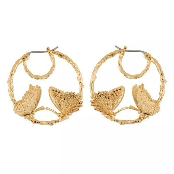 Brass plating Butterfly gold earrings