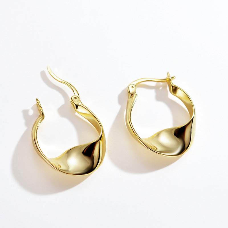 Glossy Twisted Earrings Sterling Silver Earrings