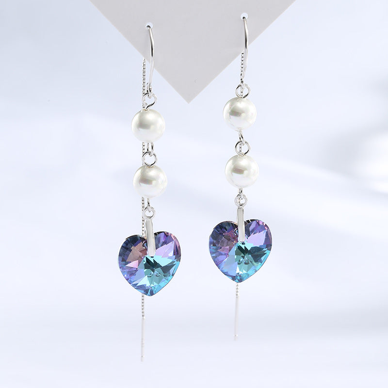 Women's Fashion Earrings With Crystal Heart-shaped Pearls