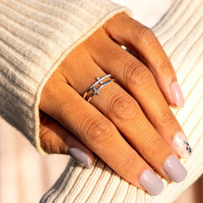 Bague double croix en argent sterling 925