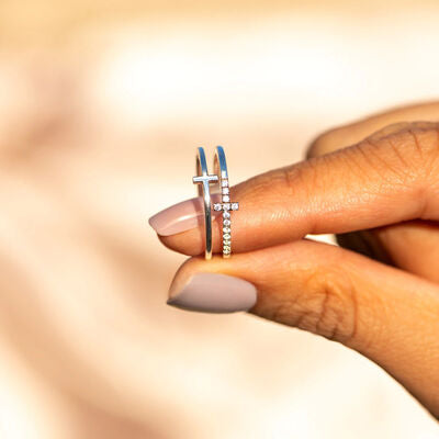Bague double croix en argent sterling 925
