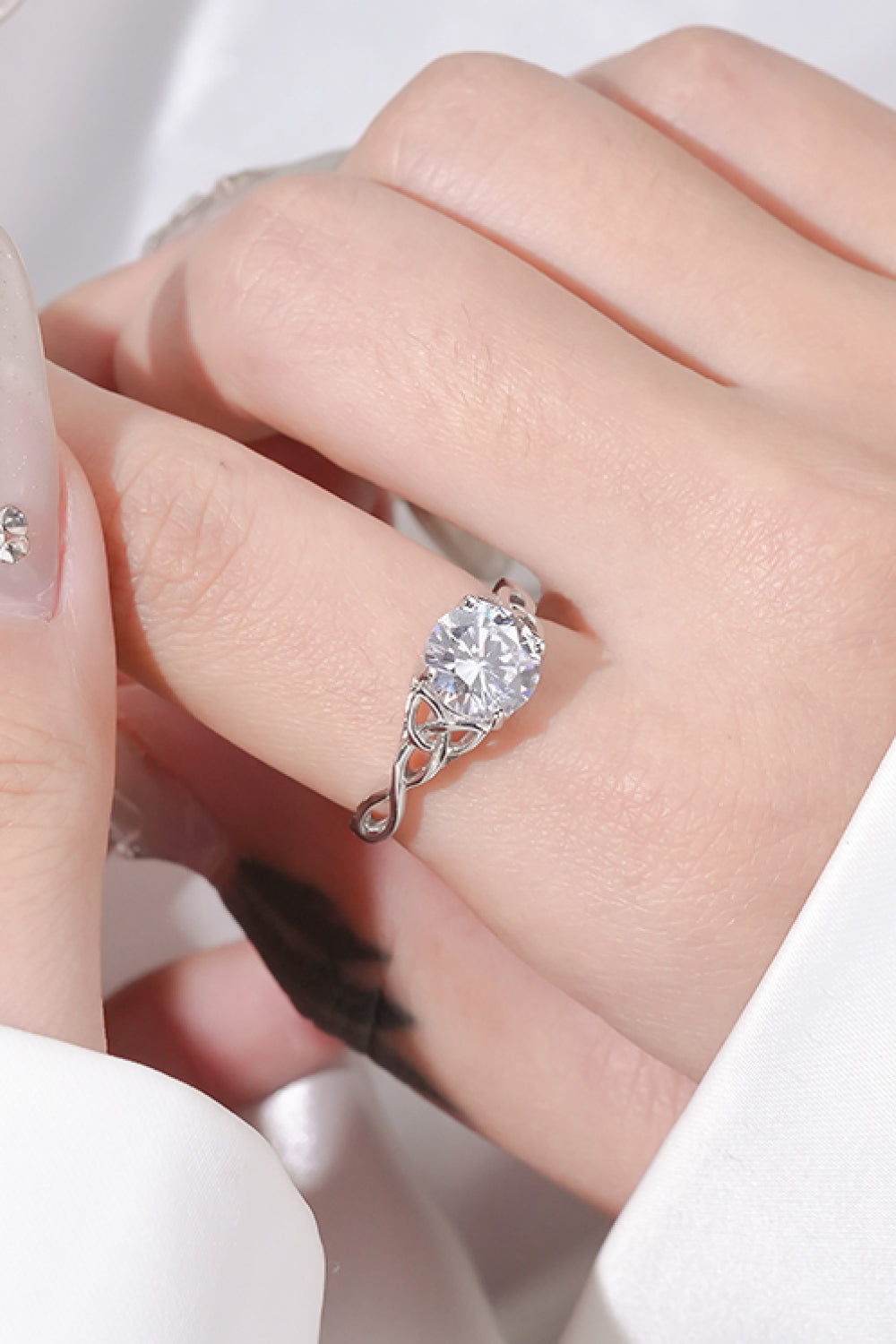 2 Karat Moissanit 925 Sterling Silber Ring