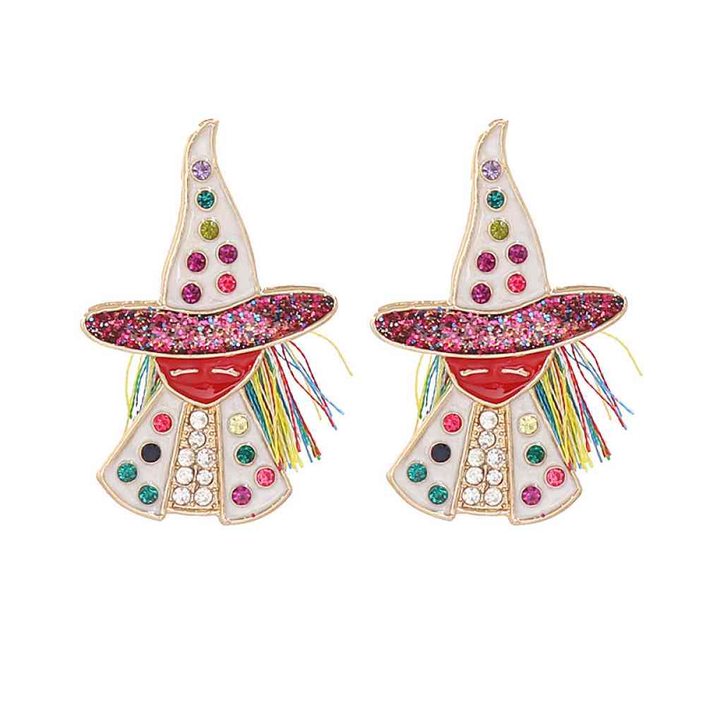 Boucles d'oreilles sorcière en alliage de strass