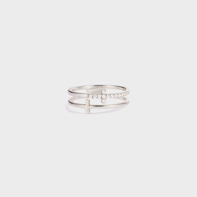 Bague double croix en argent sterling 925