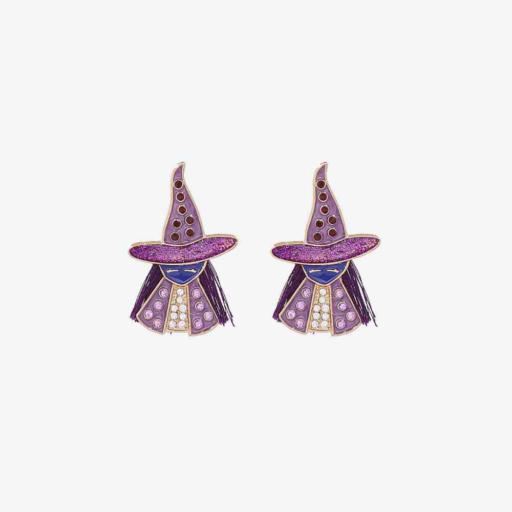 Boucles d'oreilles sorcière en alliage de strass