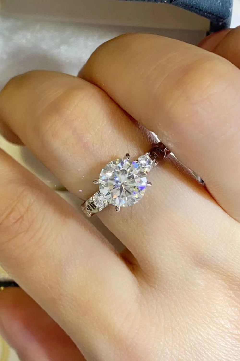 2 Karat Moissanit 925 Sterling Silber Ring