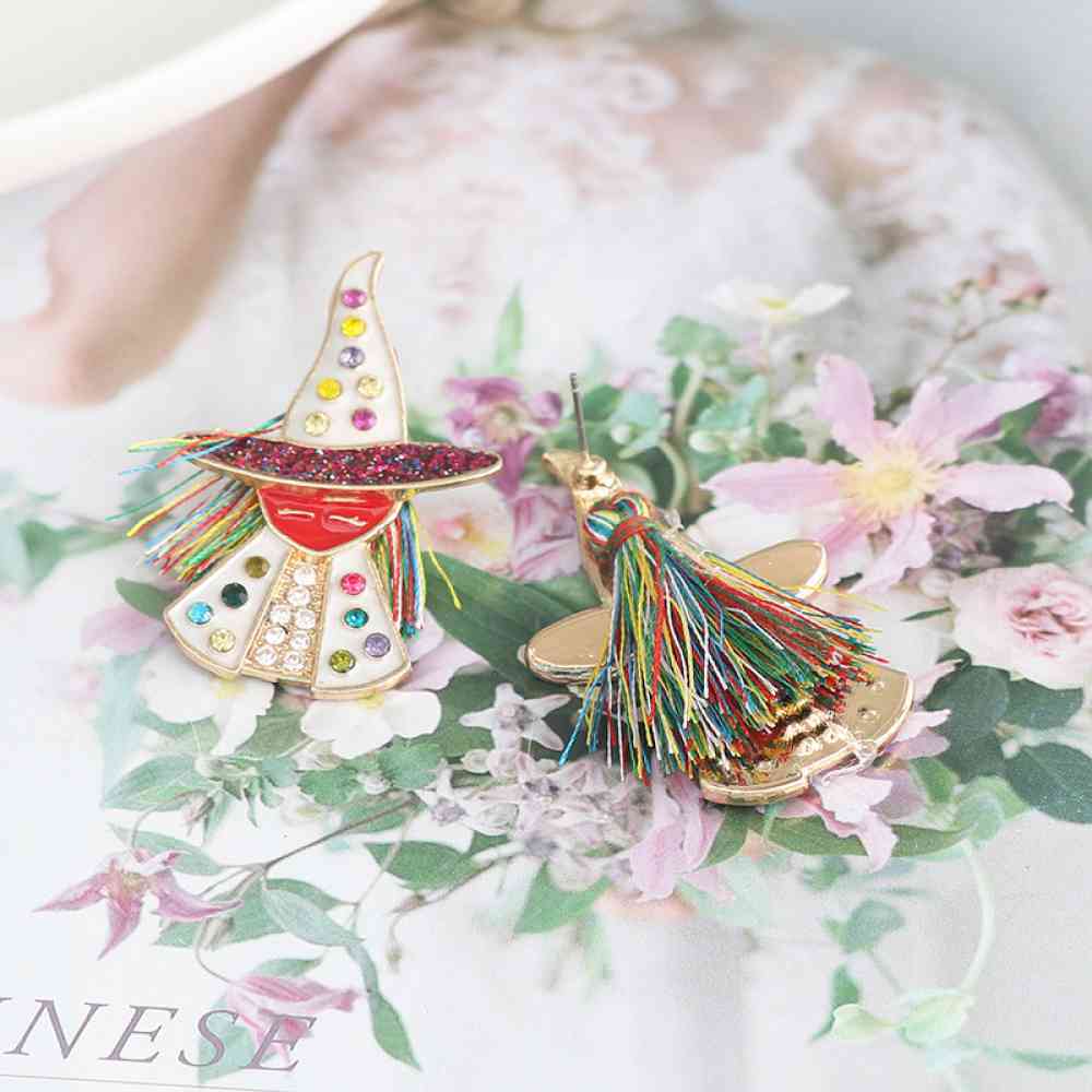 Boucles d'oreilles sorcière en alliage de strass