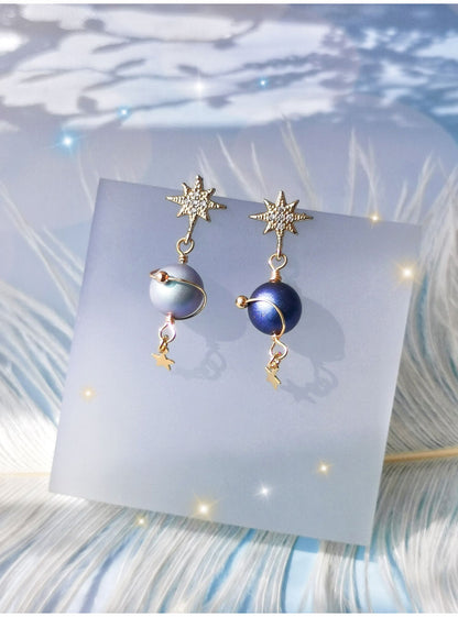 Lonely Planet Stud Earrings Retro French Style
