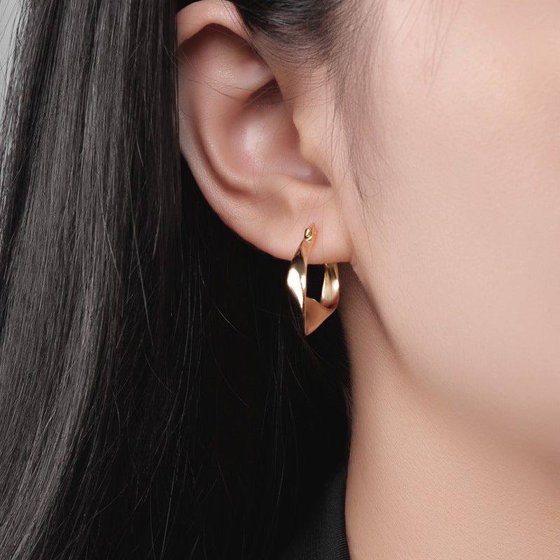 Glossy Twisted Earrings Sterling Silver Earrings