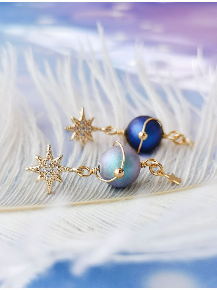 Lonely Planet Stud Earrings Retro French Style