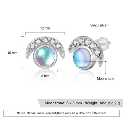 S925 Sterling Silber Mondförmige Zirkon Ohrstecker