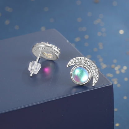 S925 Sterling Silber Mondförmige Zirkon Ohrstecker