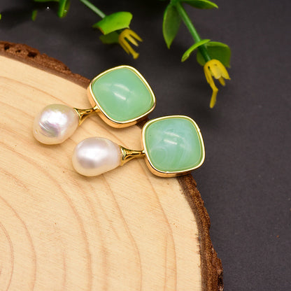 925 Silver Natural Baroque Pearl Fruit Color Stud Earrings