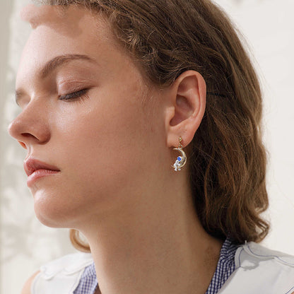 Planet Astronaut Moon Stud Earrings