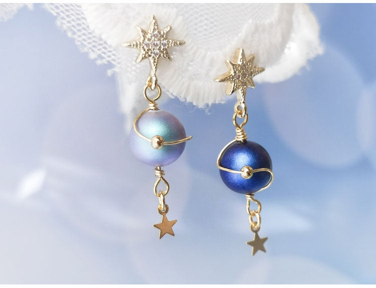 Lonely Planet Stud Earrings Retro French Style