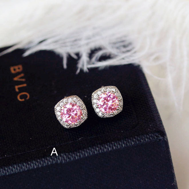 Crystal Earrings Gemstone Square Rhinestones Zircon