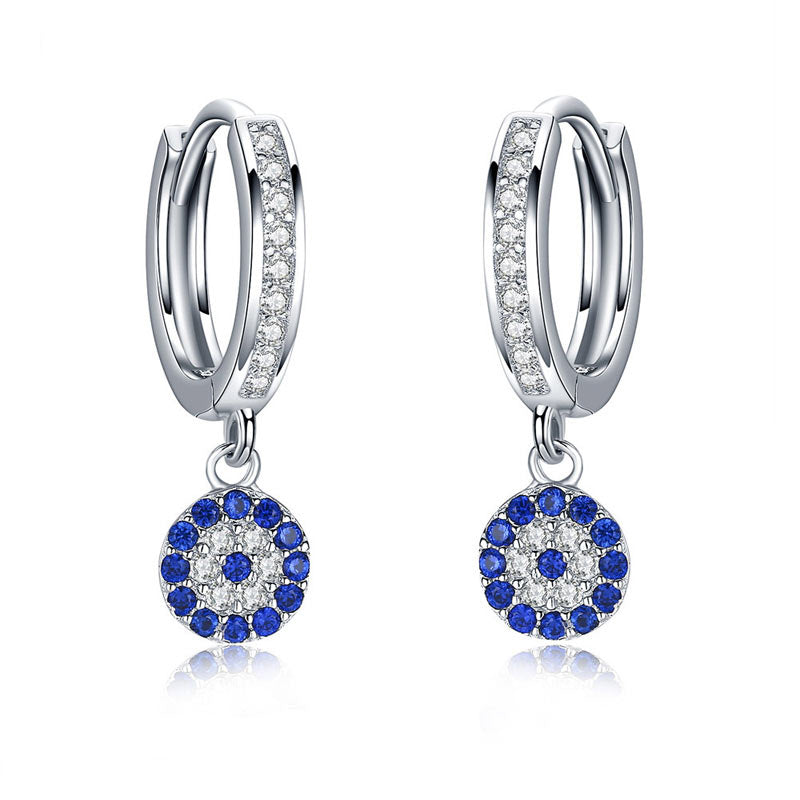 Blue zircon happiness silver earrings