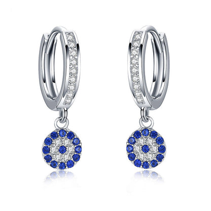 Blue zircon happiness silver earrings