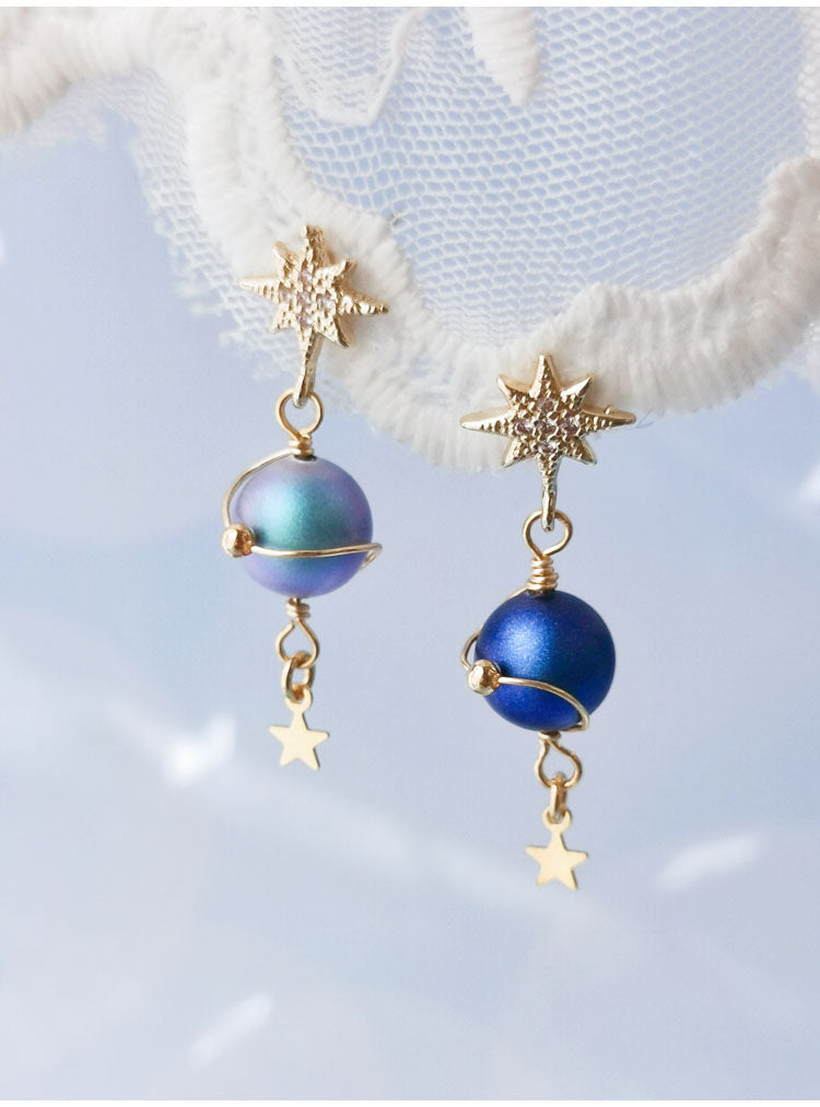 Lonely Planet Stud Earrings Retro French Style