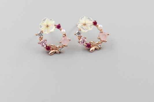 Natural shell flower earrings