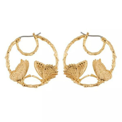 Brass plating Butterfly gold earrings