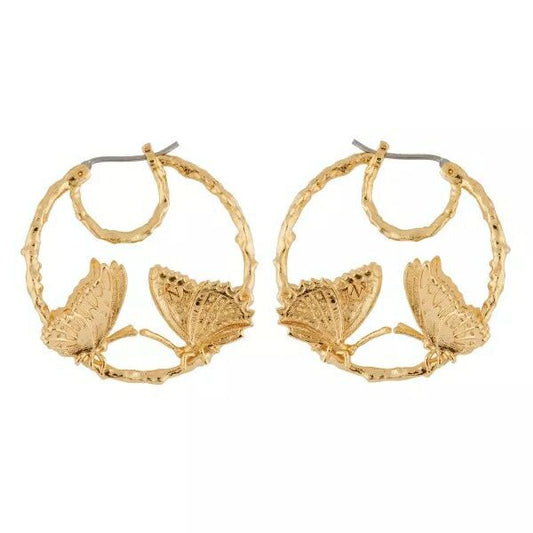Brass plating Butterfly gold earrings