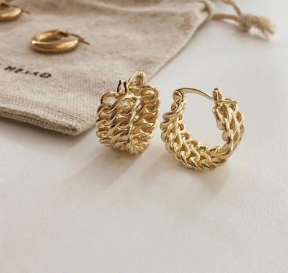 Cold wind simple double-layer hollow geometric earrings