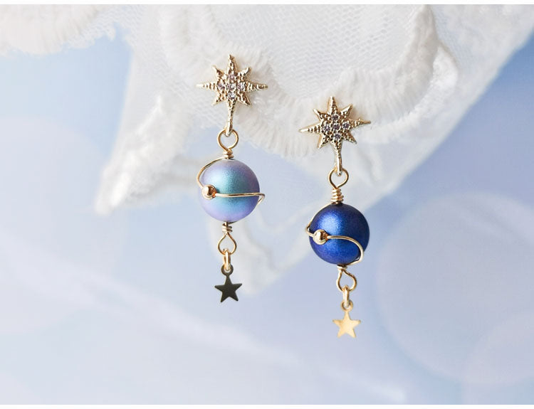 Lonely Planet Stud Earrings Retro French Style