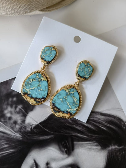 Fashion Exaggerated Water Drop Oval Flower Stud Earrings
