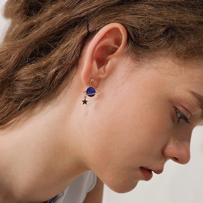Planet Astronaut Moon Stud Earrings