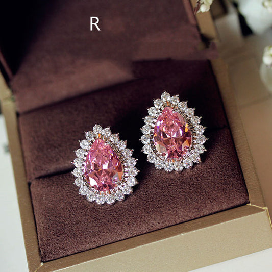 Crystal Earrings Gemstone Square Rhinestones Zircon