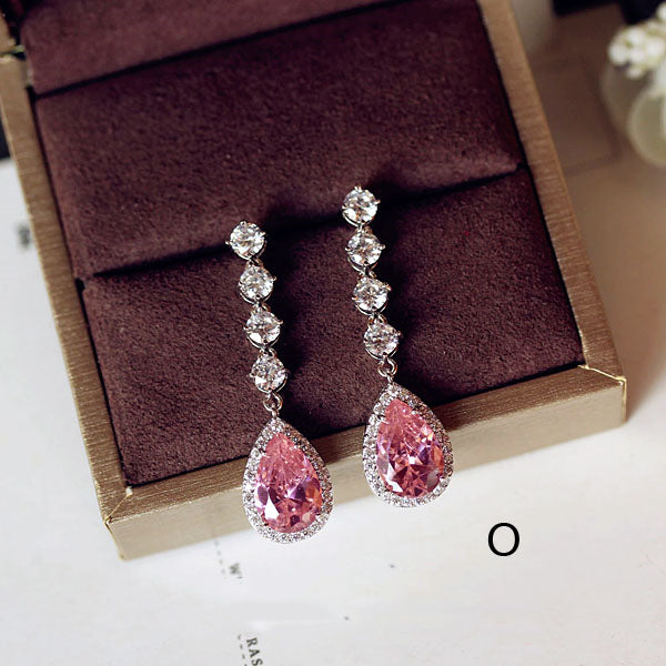 Crystal Earrings Gemstone Square Rhinestones Zircon