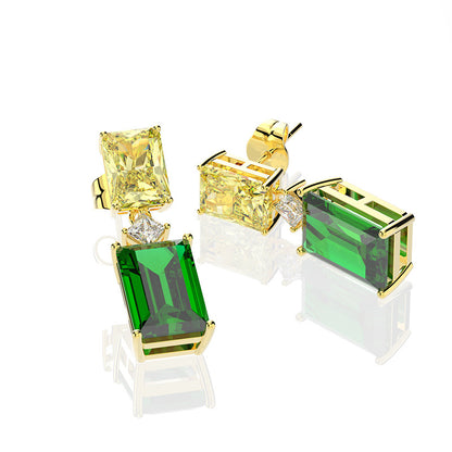 Light Luxury Zircon With 18K Golden Emerald Plated Earrings