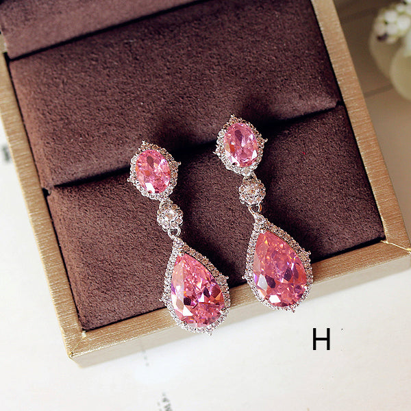 Crystal Earrings Gemstone Square Rhinestones Zircon