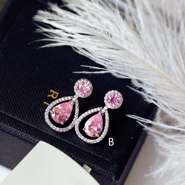 Crystal Earrings Gemstone Square Rhinestones Zircon