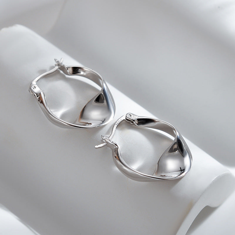 Glossy Twisted Earrings Sterling Silver Earrings