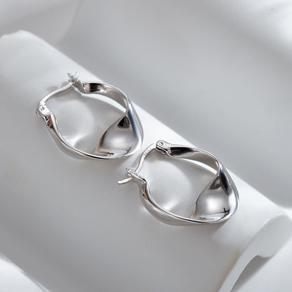 Glossy Twisted Earrings Sterling Silver Earrings