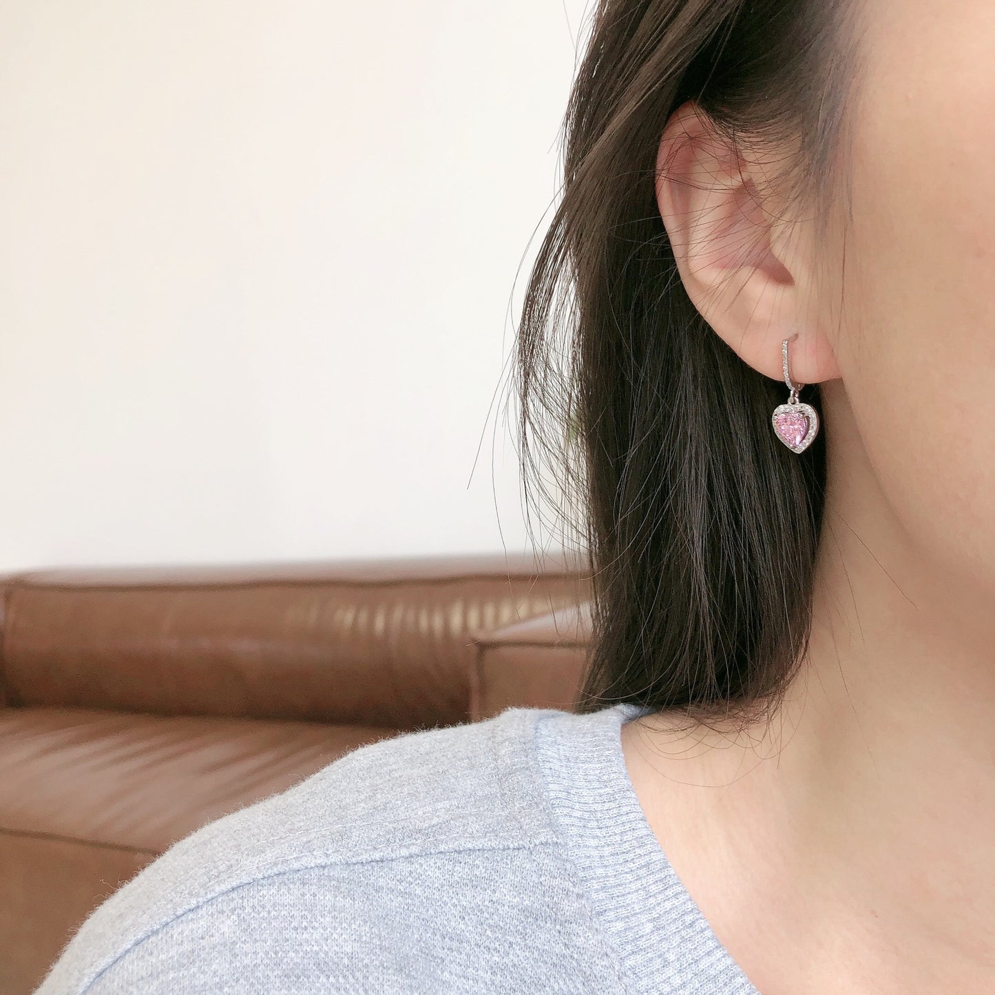 Love Sterling Silver Moissanite Earrings