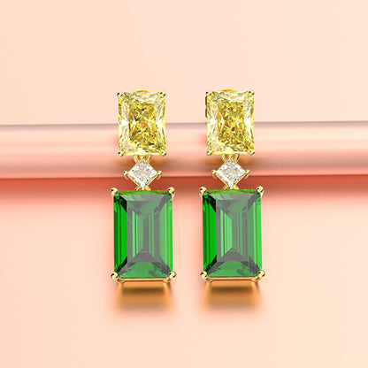 Light Luxury Zircon With 18K Golden Emerald Plated Earrings