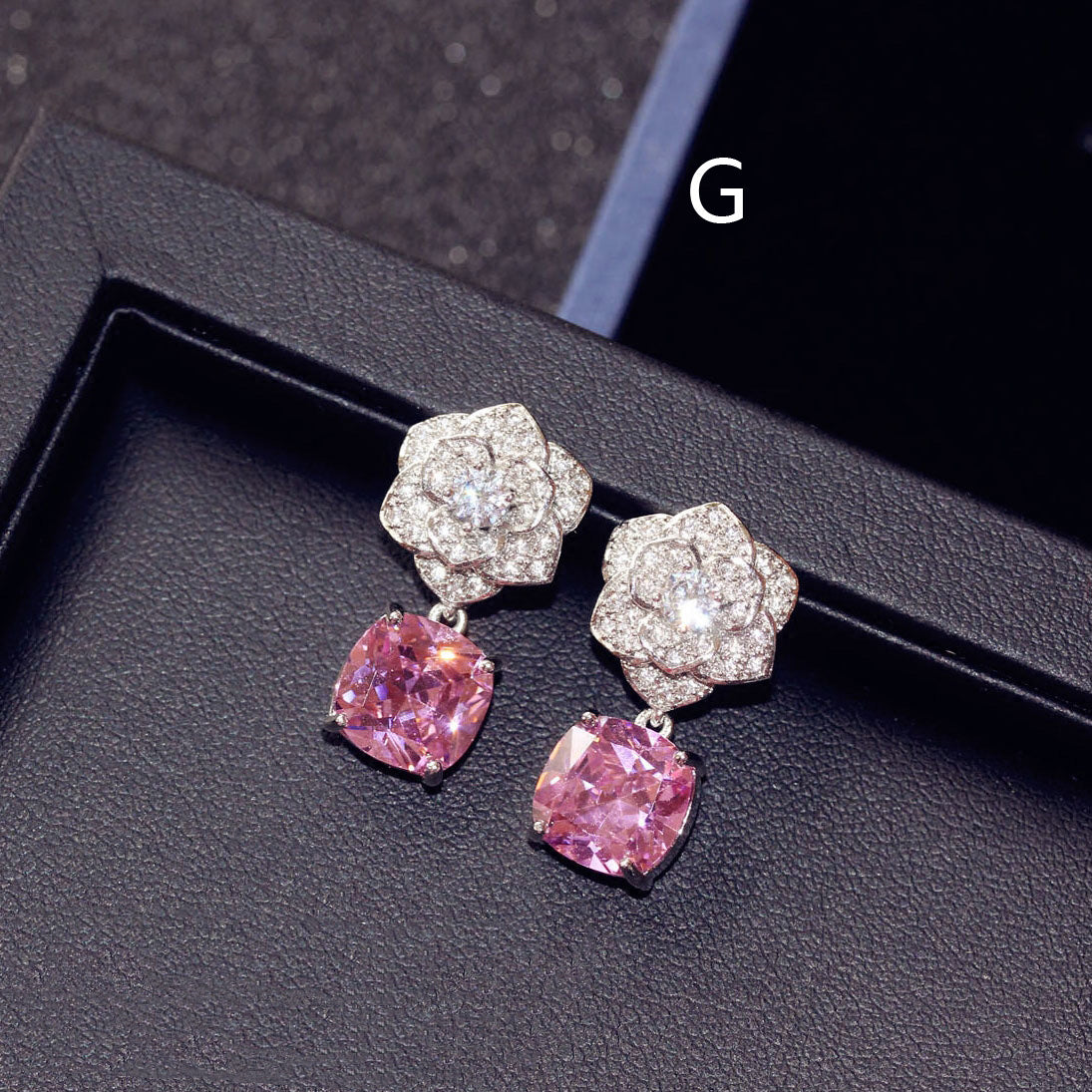 Crystal Earrings Gemstone Square Rhinestones Zircon