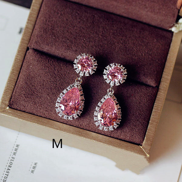 Crystal Earrings Gemstone Square Rhinestones Zircon