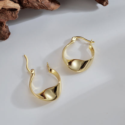 Glossy Twisted Earrings Sterling Silver Earrings