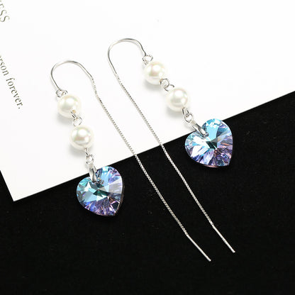 Women's Fashion Earrings With Crystal Heart-shaped Pearls