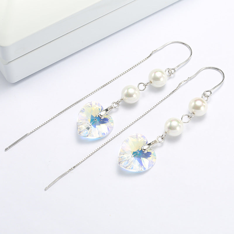 Women's Fashion Earrings With Crystal Heart-shaped Pearls