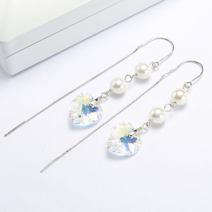 Women's Fashion Earrings With Crystal Heart-shaped Pearls