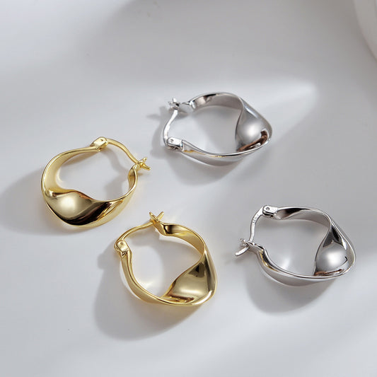 Glossy Twisted Earrings Sterling Silver Earrings