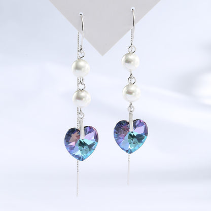 Women's Fashion Earrings With Crystal Heart-shaped Pearls