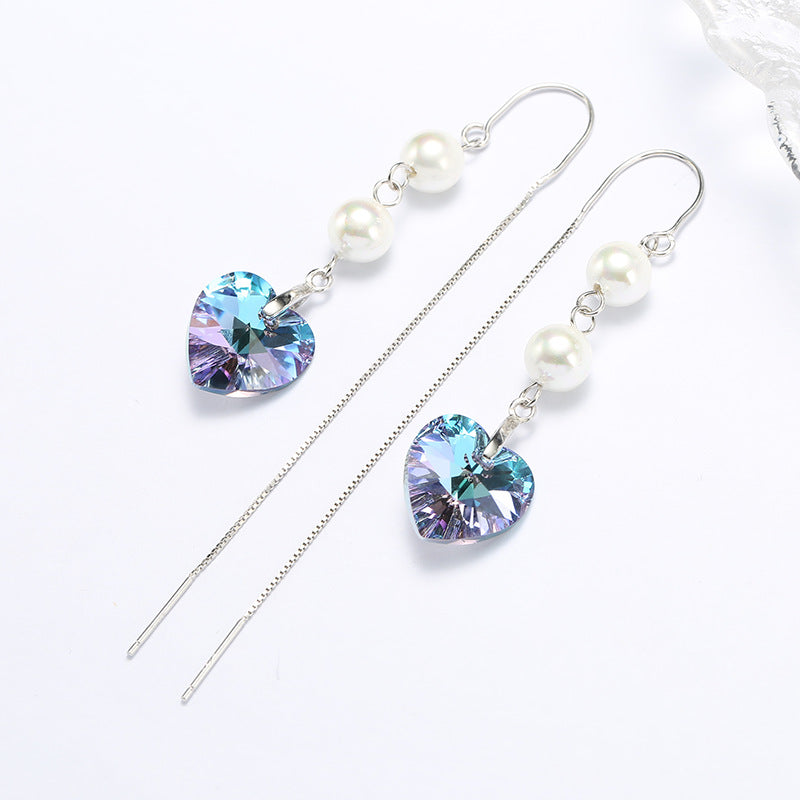 Women's Fashion Earrings With Crystal Heart-shaped Pearls