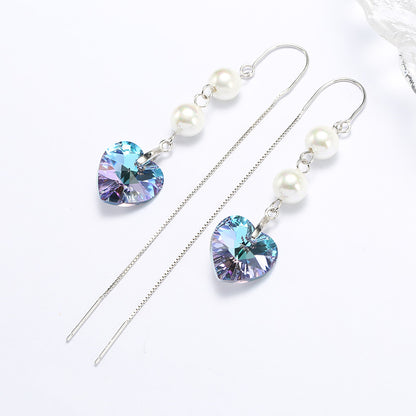 Women's Fashion Earrings With Crystal Heart-shaped Pearls